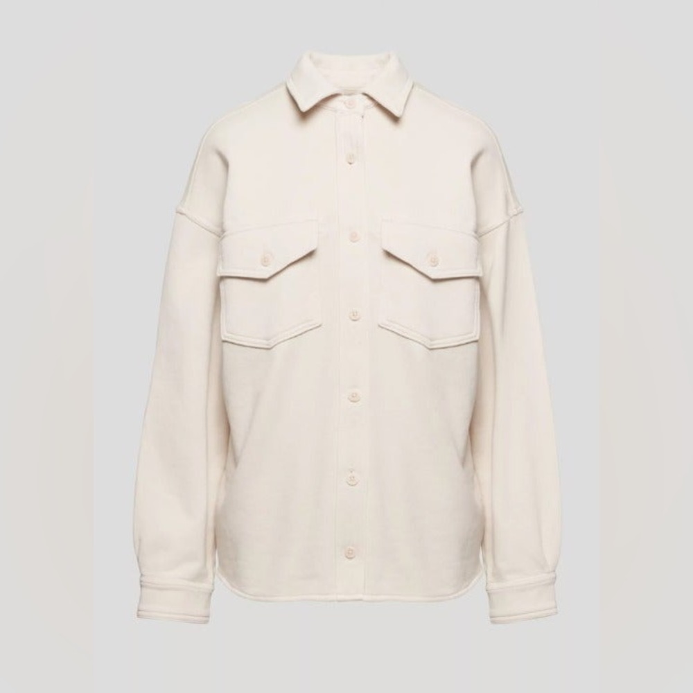 Aritzia Wilfred Free Terry Fleece Shirt Jacket Cream